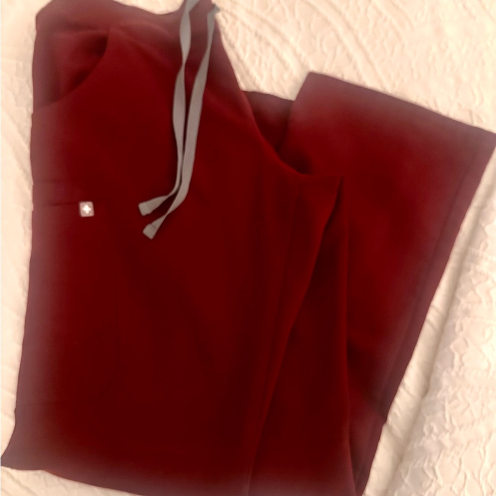 FIGS Burgundy Size M Kade Cargo pants with Gray Accents